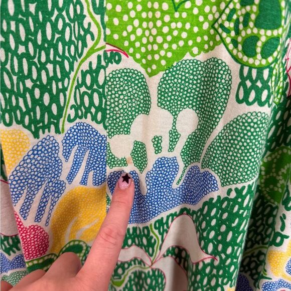 RARE Vintage Diane Von Furstenberg 60s Mod Groovy Psychedelic Green Floral Dress - Picture 11 of 11